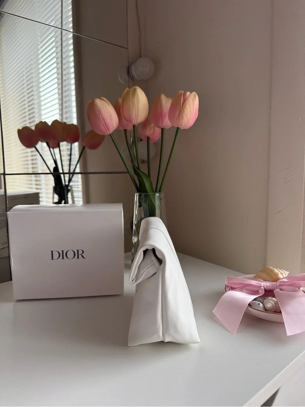 Dior White pouch bag